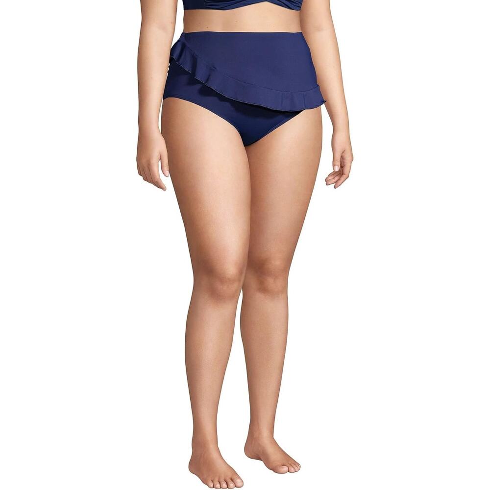 Lands' End Womens Chlorine Resistant Faux Wrap High Waisted Bikini Bottoms 24W